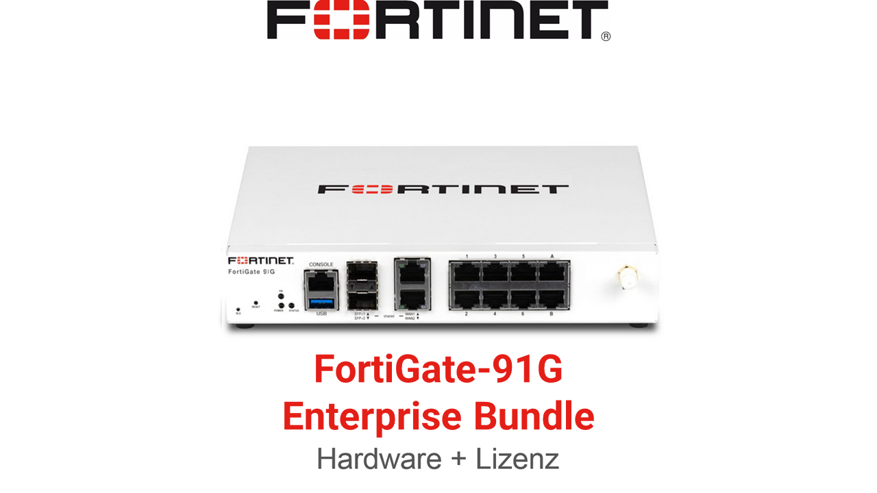 Fortinet FortiGate 91G Firewall Hardware + Enterprise Protection Lizenz Vorderseite