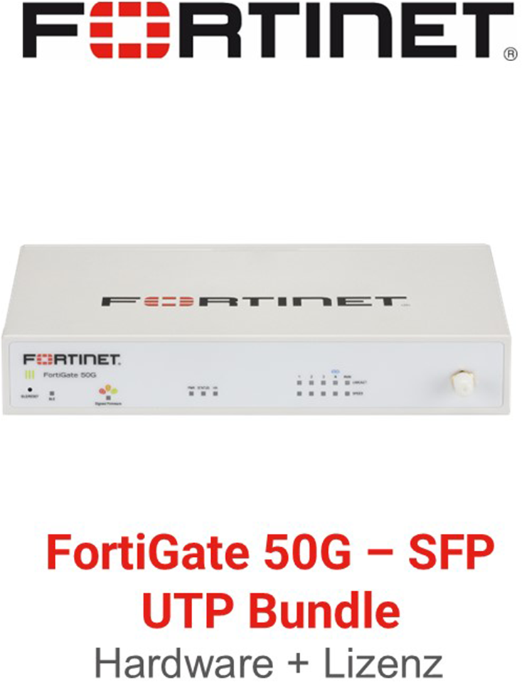 Fortinet FortiGate 50G SFP Firewall Hardware + Unified Threat Protection (UTP) Vorderseite