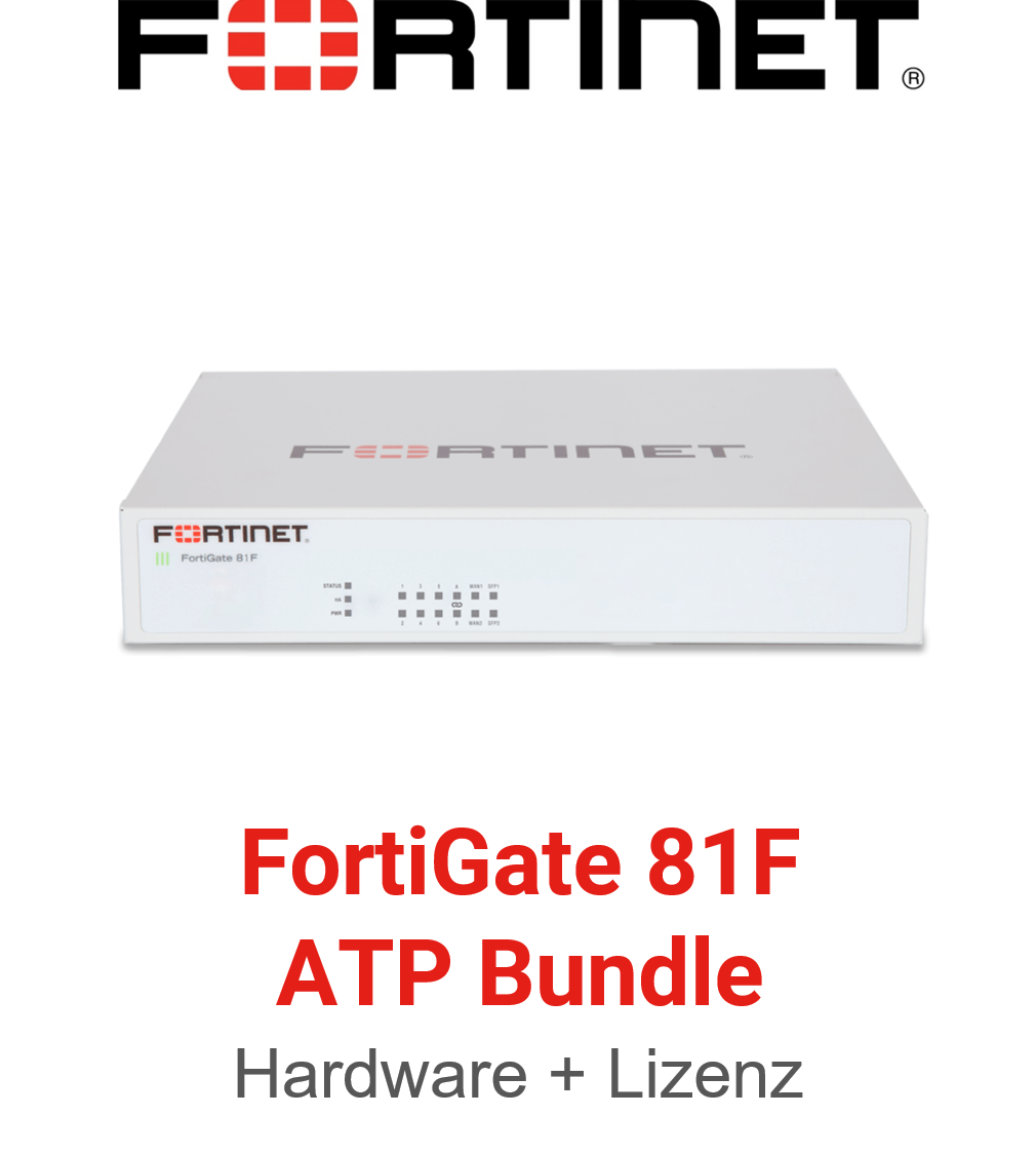 Fortinet FortiGate 81F Firewall Hardware + Advanced Threat Protection (ATP) Lizenz Vorderseite