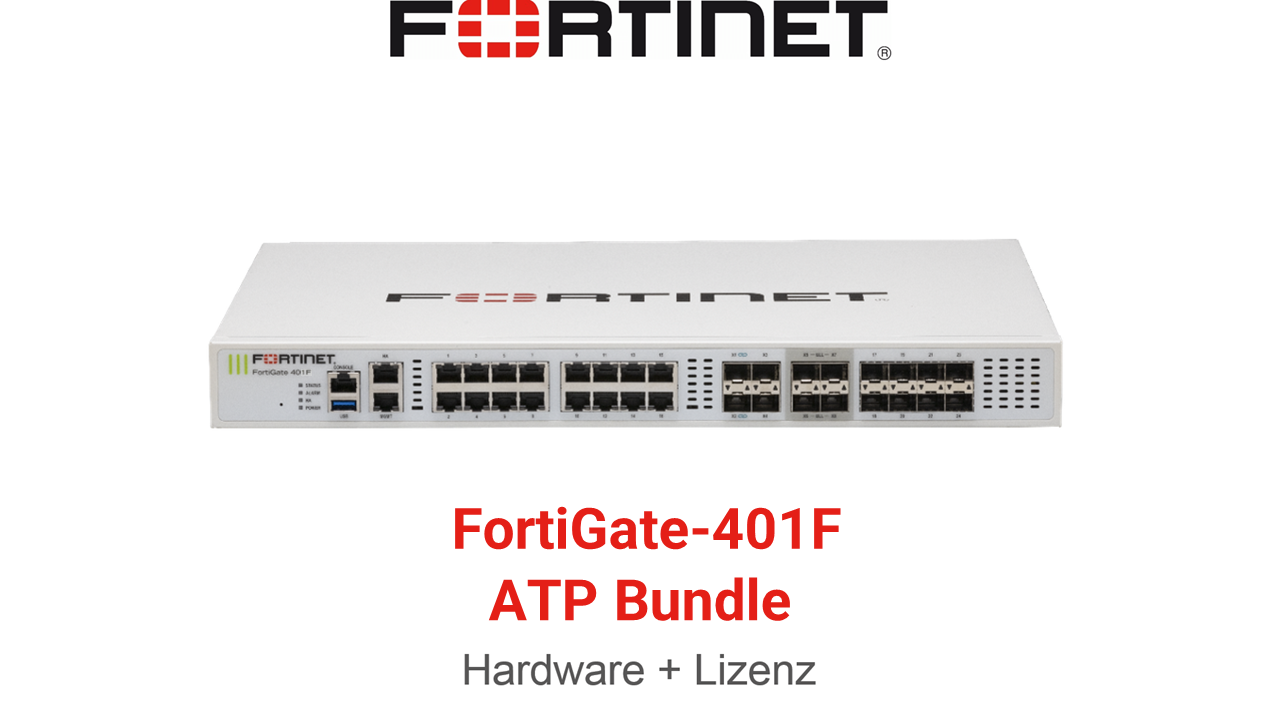 Fortinet FortiGate 401F Firewall Hardware + Advanced Threat Protection (ATP) Lizenz Vorderseite