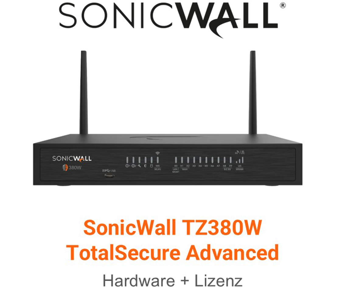SonicWall TZ380W TotalSecure Advanced Edition  Wireless-Ax Intl